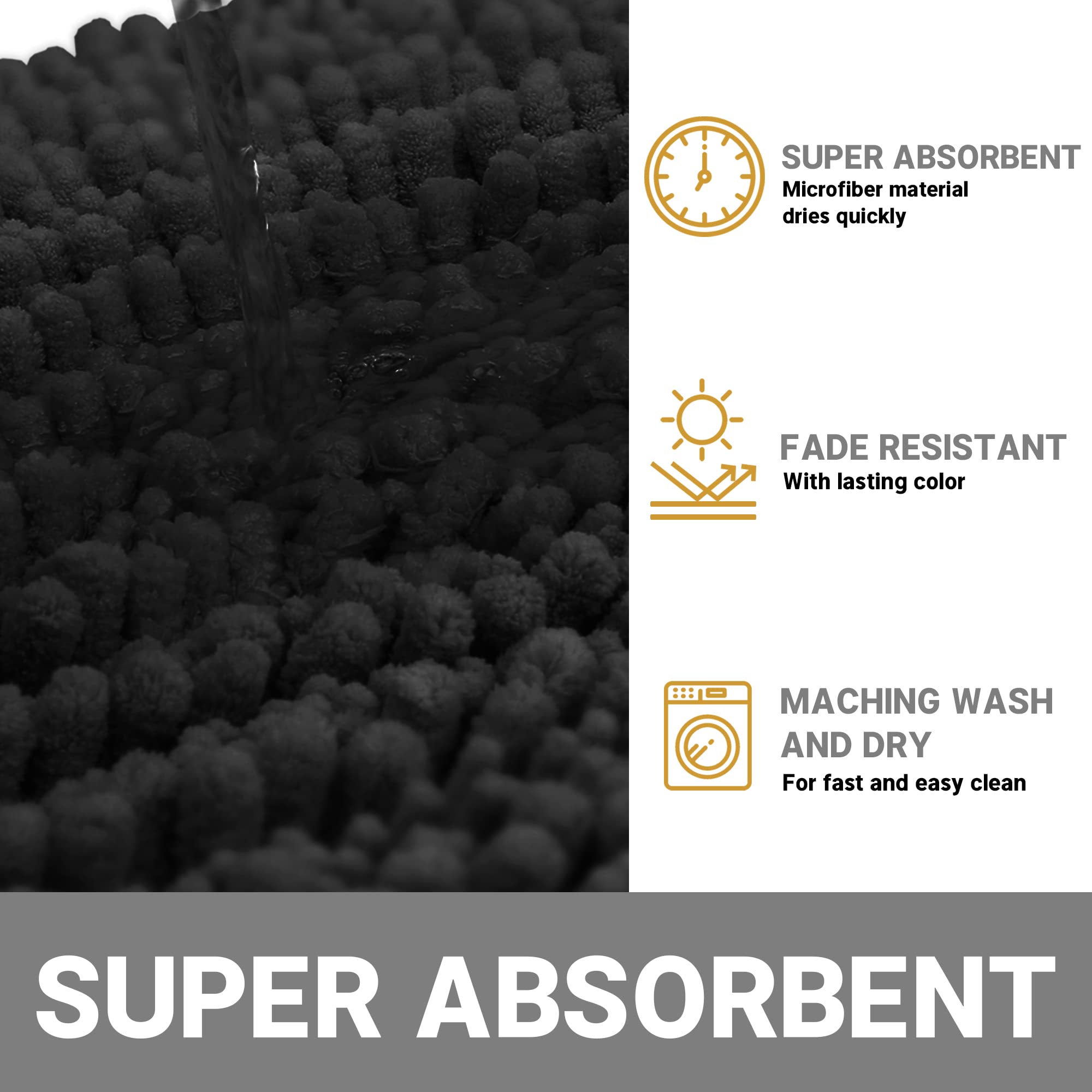 Yimobra Bathroom Rugs Sets 2 Piece, Luxury Fluffy Chenille Toilet Rugs U Shaped For Bathroom, Soft Comfortable Non Slip Bath Rug